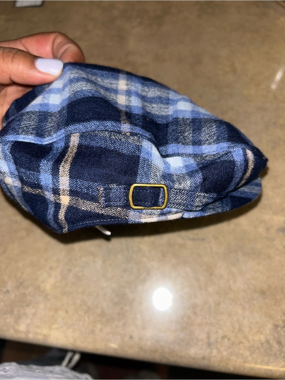 Janie and Jack Toddler Hat - navy plaid 100% wool newsboy